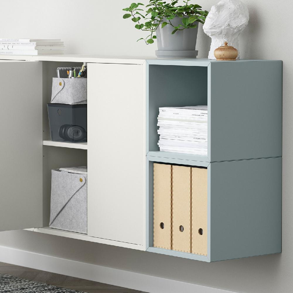 IKEA EKET Mueble De Almacenaje Con Riel Blanco/azul Grisáceo Claro 175x35x70 Cm