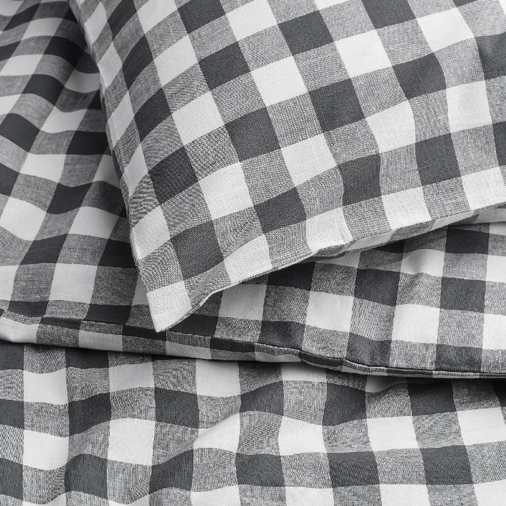 IKEA EKTANDVINGE Funda Nórdica Y 2 Fundas Almohada Antracita Blanco/a Cuadros 240x220/50x60 Cm