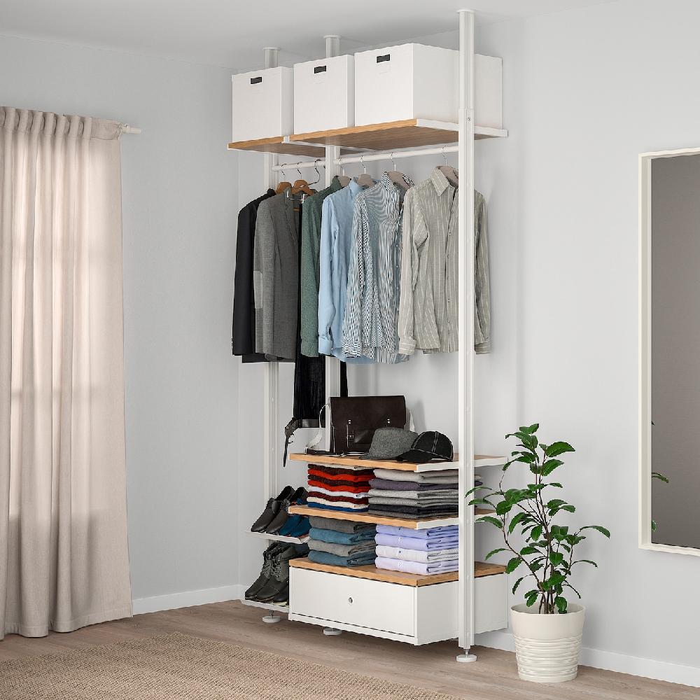 IKEA ELVARLI Combinación Armario Blanco/bambú 135x51x222-350 Cm