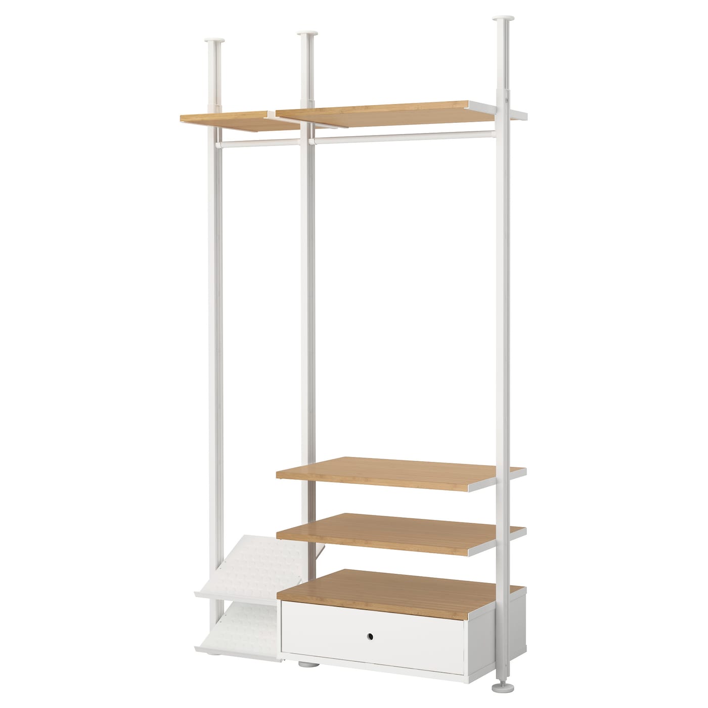 IKEA ELVARLI Combinación armario blanco/bambú 135x51x222-350 cm