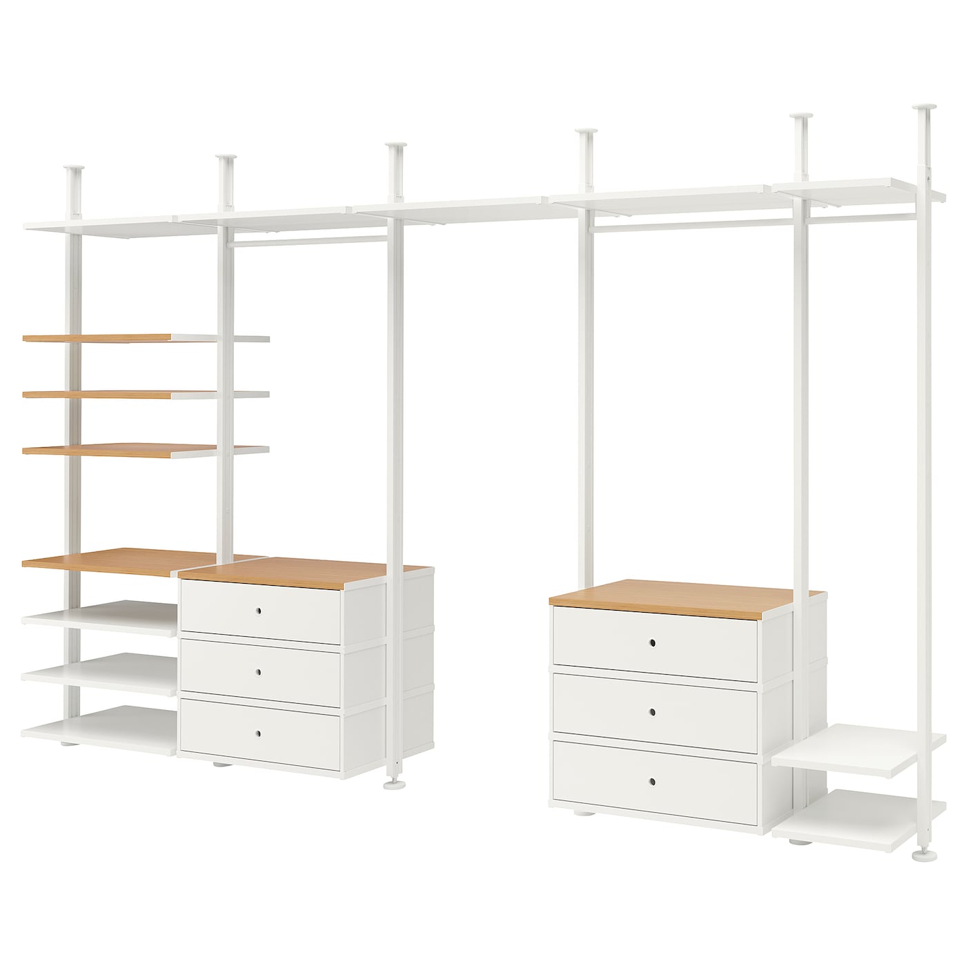 IKEA ELVARLI Combinación armario blanco/bambú 385x51x222-350 cm