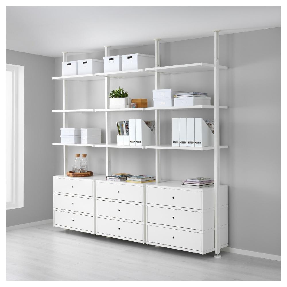 IKEA ELVARLI Combinación De Almacenaje Abierta Blanco 258x51x222-350 Cm