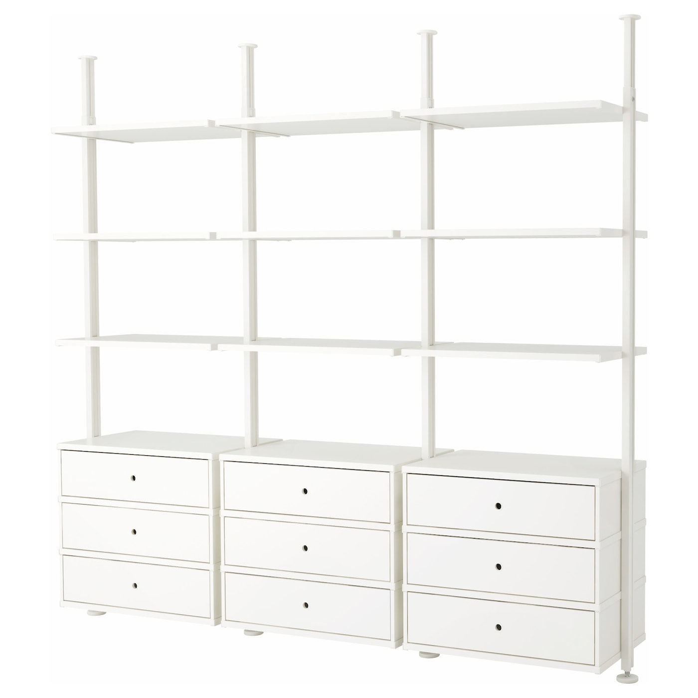 IKEA ELVARLI Combinación de almacenaje abierta blanco 258x51x222-350 cm