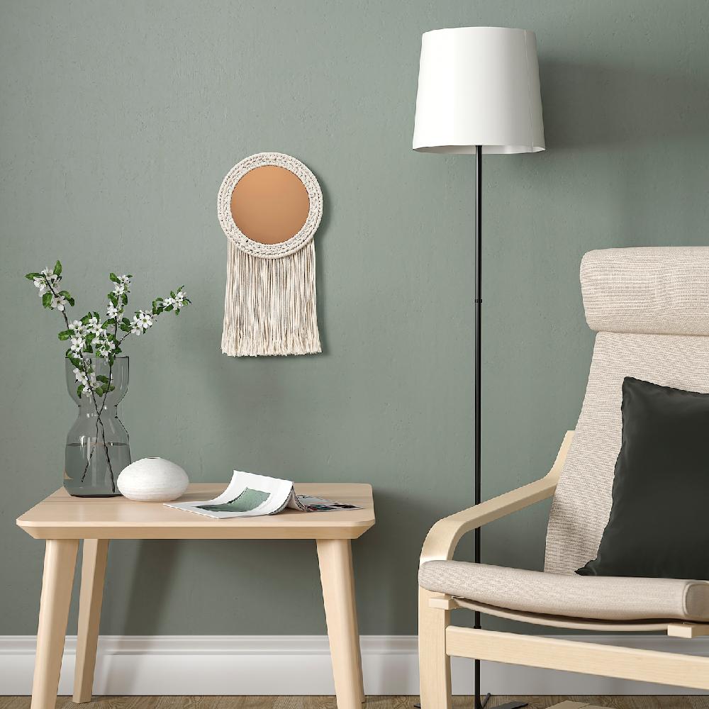 IKEA ENERGISKOG Espejo Decorativo Con Flecos/beige Rojo Cobre 26x48 Cm