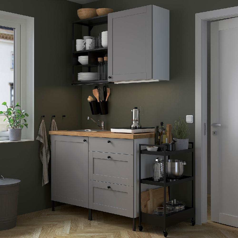 IKEA ENHET Cocina Antracita/gris Estructura 123x63.5x222 Cm