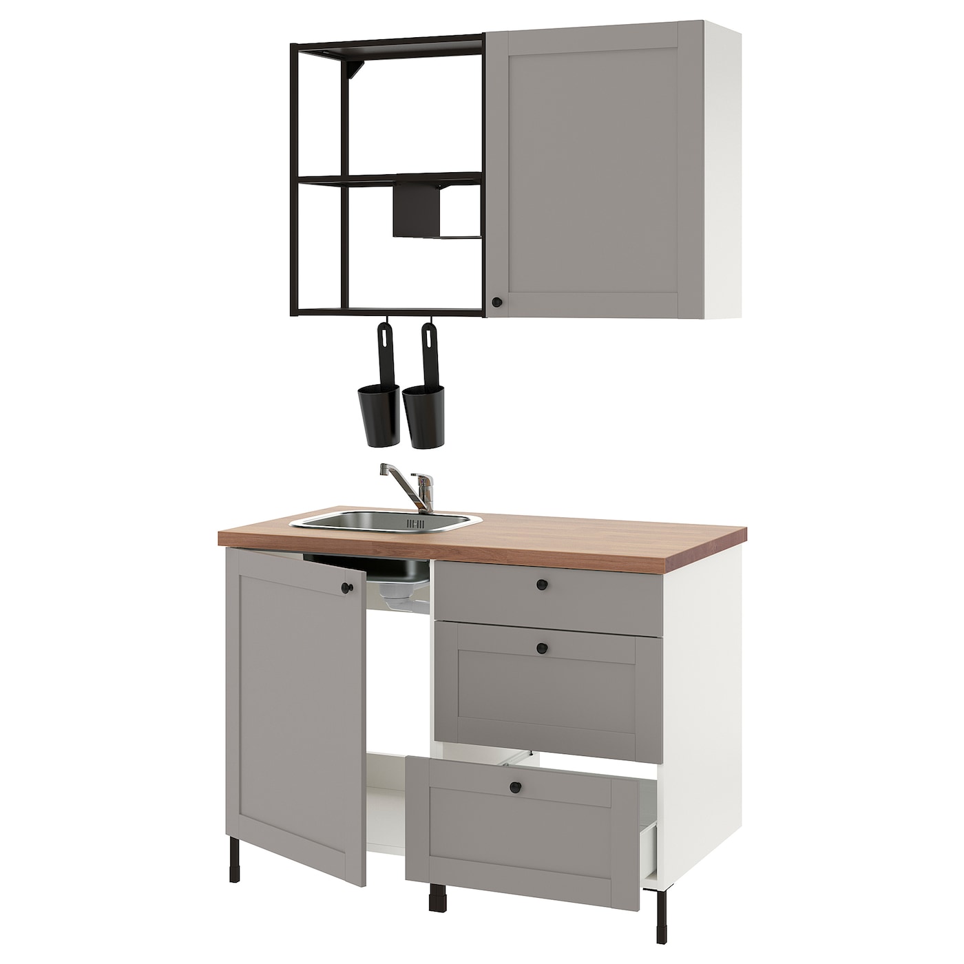 IKEA ENHET Cocina antracita/gris estructura 123x63.5x222 cm