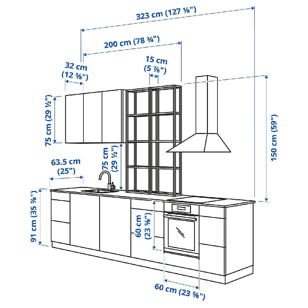 IKEA ENHET Cocina Blanco/efecto Roble Blanco 323x63.5x241 Cm