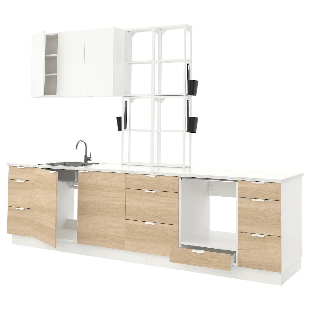 IKEA ENHET Cocina blanco/efecto roble blanco 323x63.5x241 cm