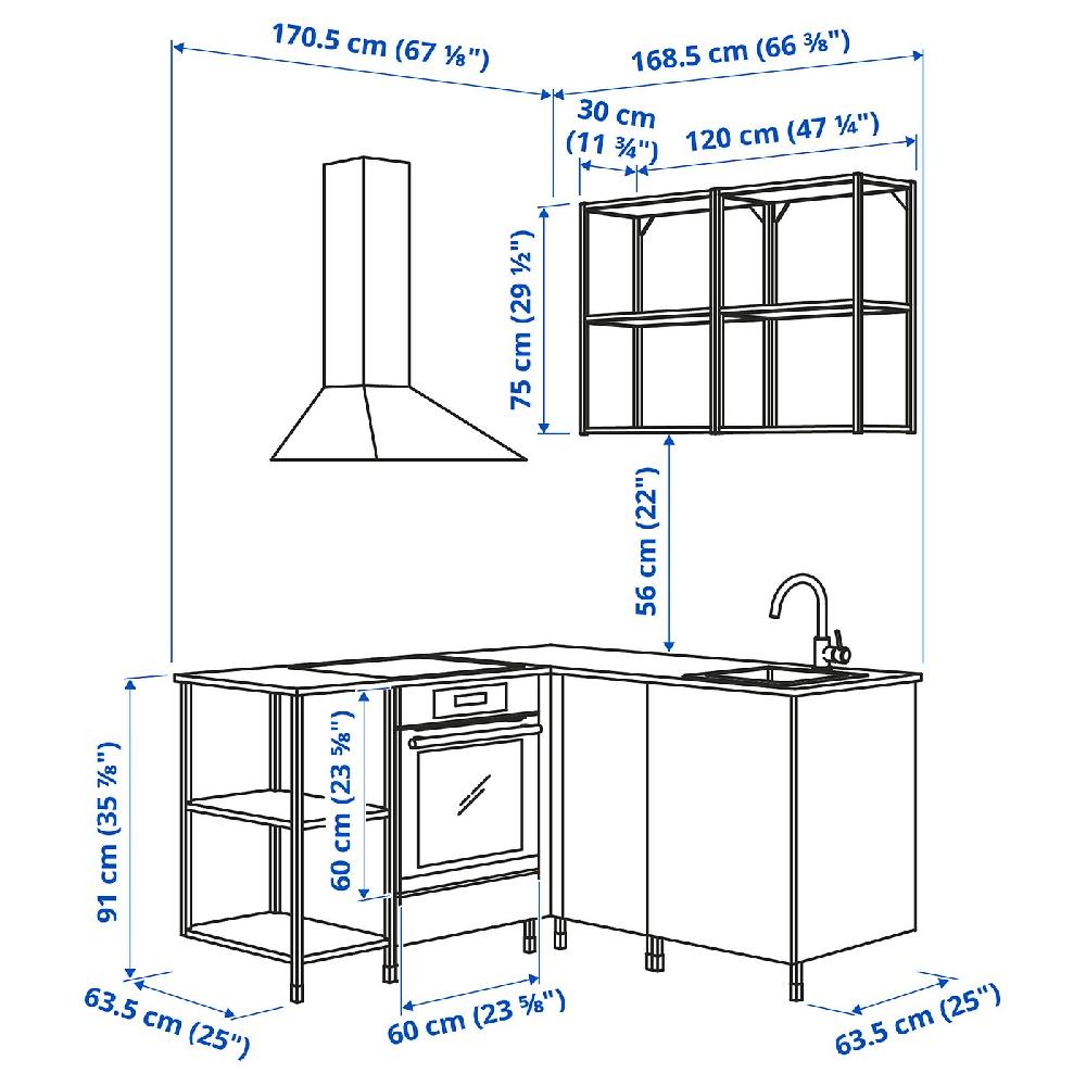 IKEA ENHET Cocina De Esquina Antracita/gris Estructura