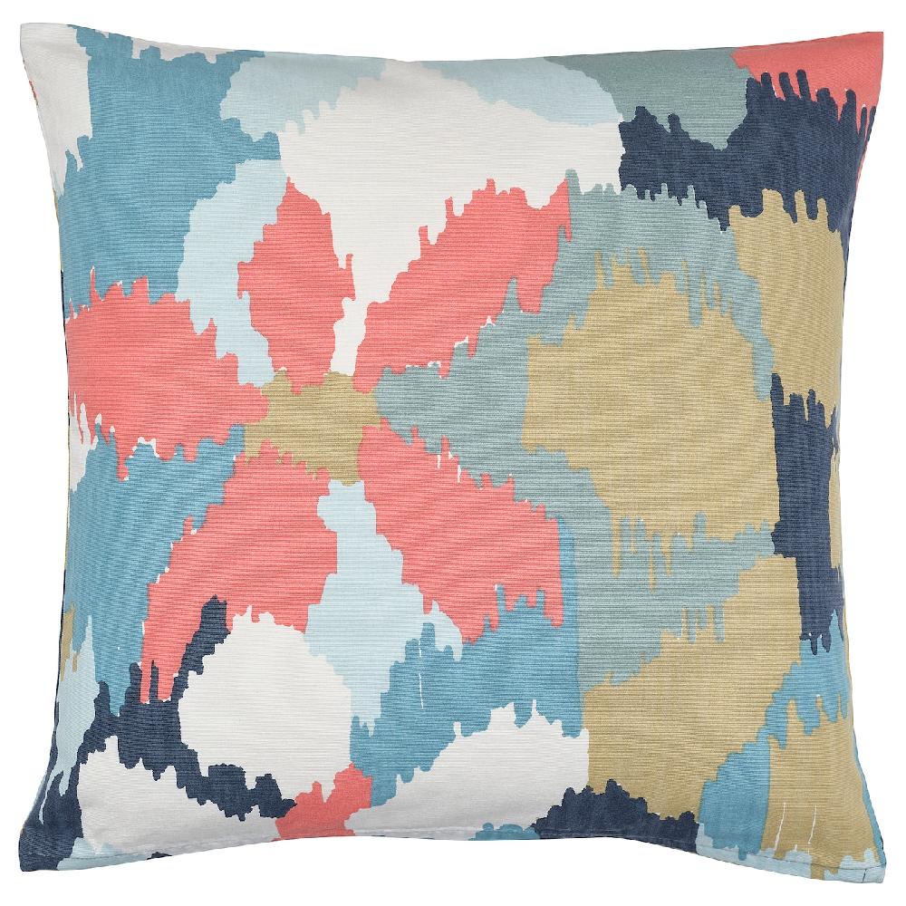 IKEA GAFFELFIBBLA Funda de cojín blanco/azul oscuro 50x50 cm