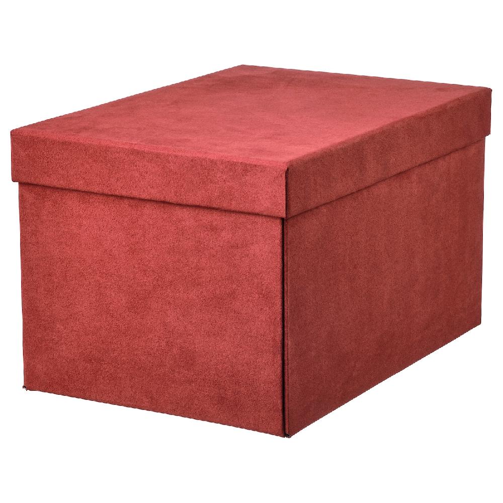 IKEA GJÄTTA Caja con tapa terciopelo marrón rojizo 18x25x15 cm