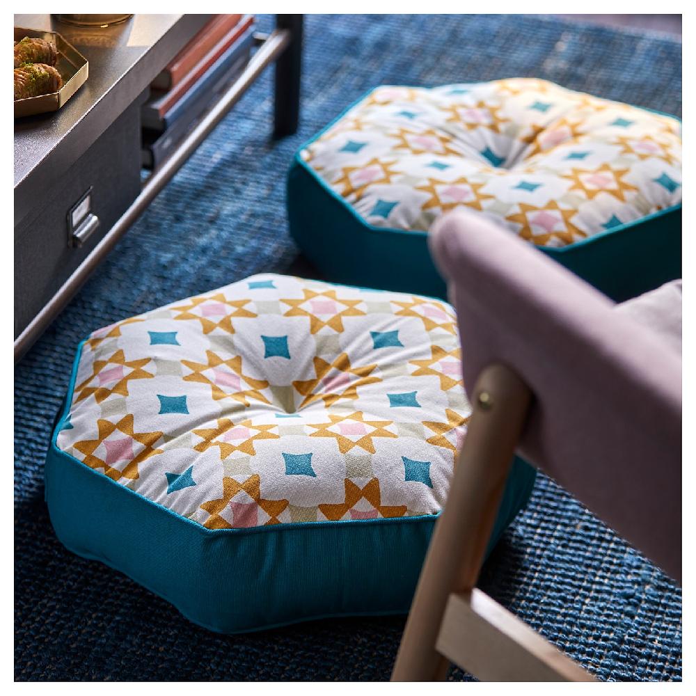 IKEA GOKVÄLLÅ Cojín Suelo Azul/multicolor 45x45x10 Cm