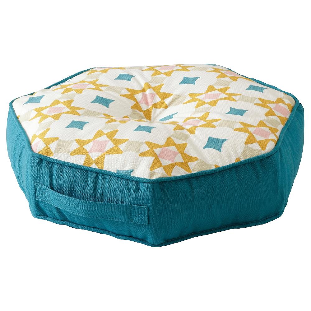 IKEA GOKVÄLLÅ Cojín suelo azul/multicolor 45x45x10 cm