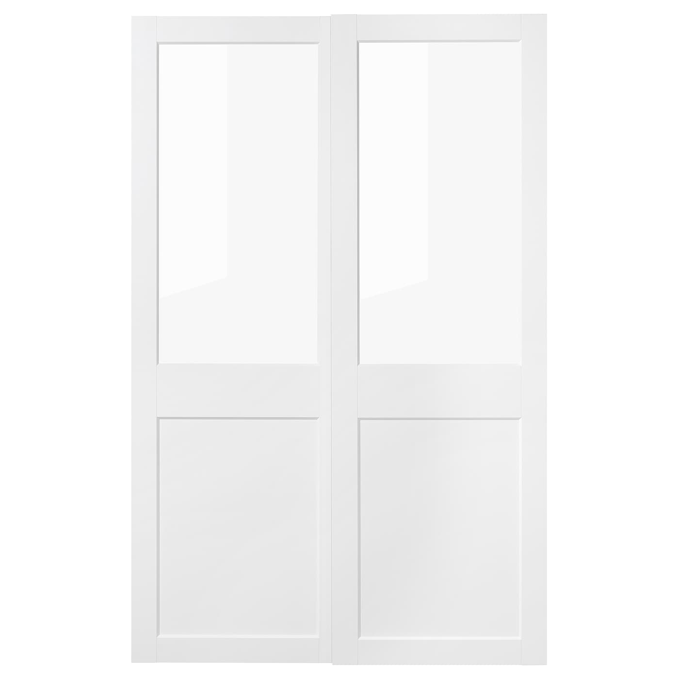 IKEA GRIMO 2 unidades puertas correderas vidrio/blanco 150x236 cm