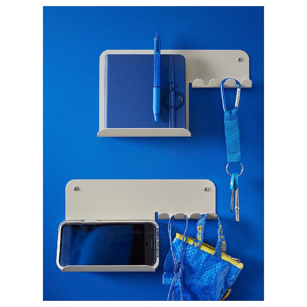 IKEA HAVREKROSS Organizador Pared Con Ganchos Beige Grisáceo 23x13 Cm