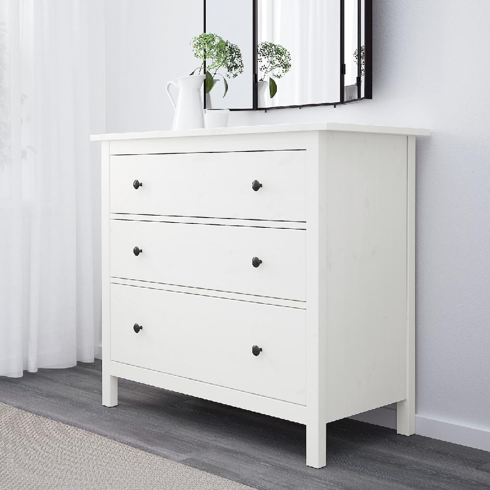 IKEA HEMNES Cómoda De 3 Cajones Tinte Blanco 108x96 Cm