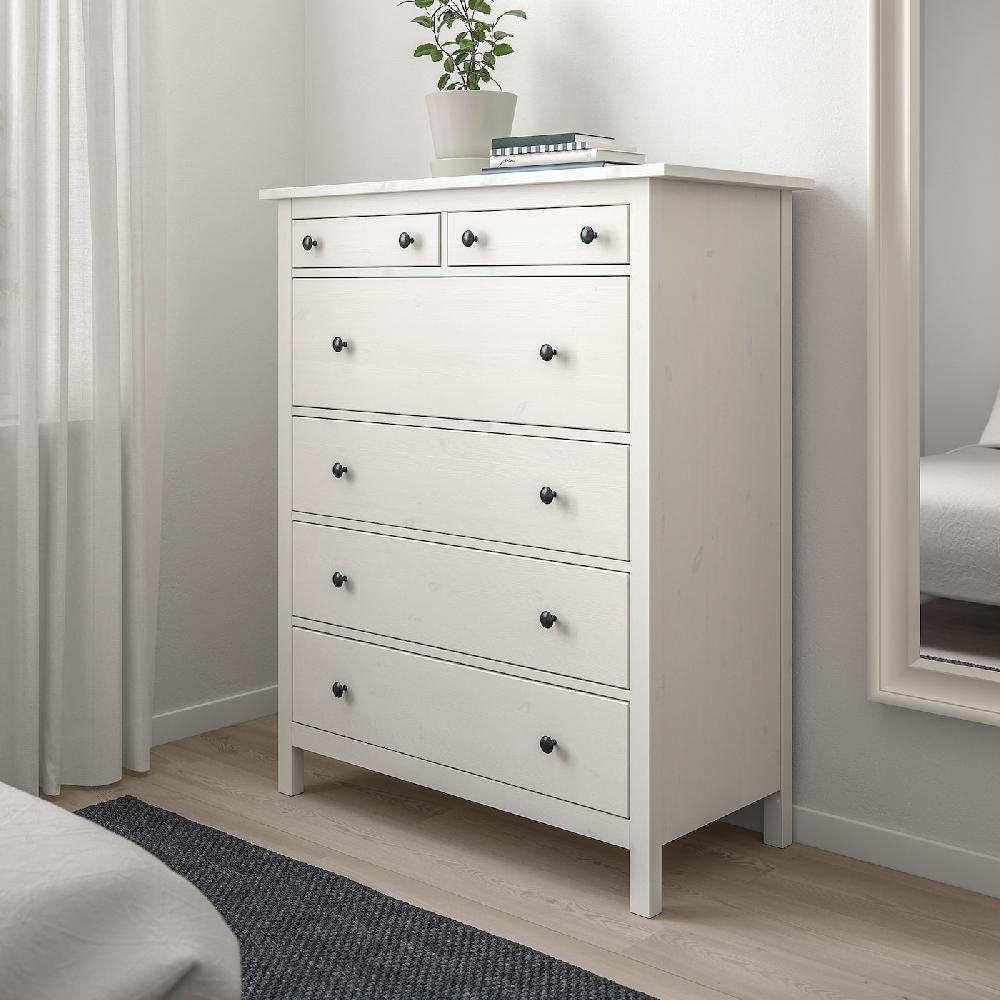 IKEA HEMNES Cómoda De 6 Cajones Tinte Blanco 108x131 Cm