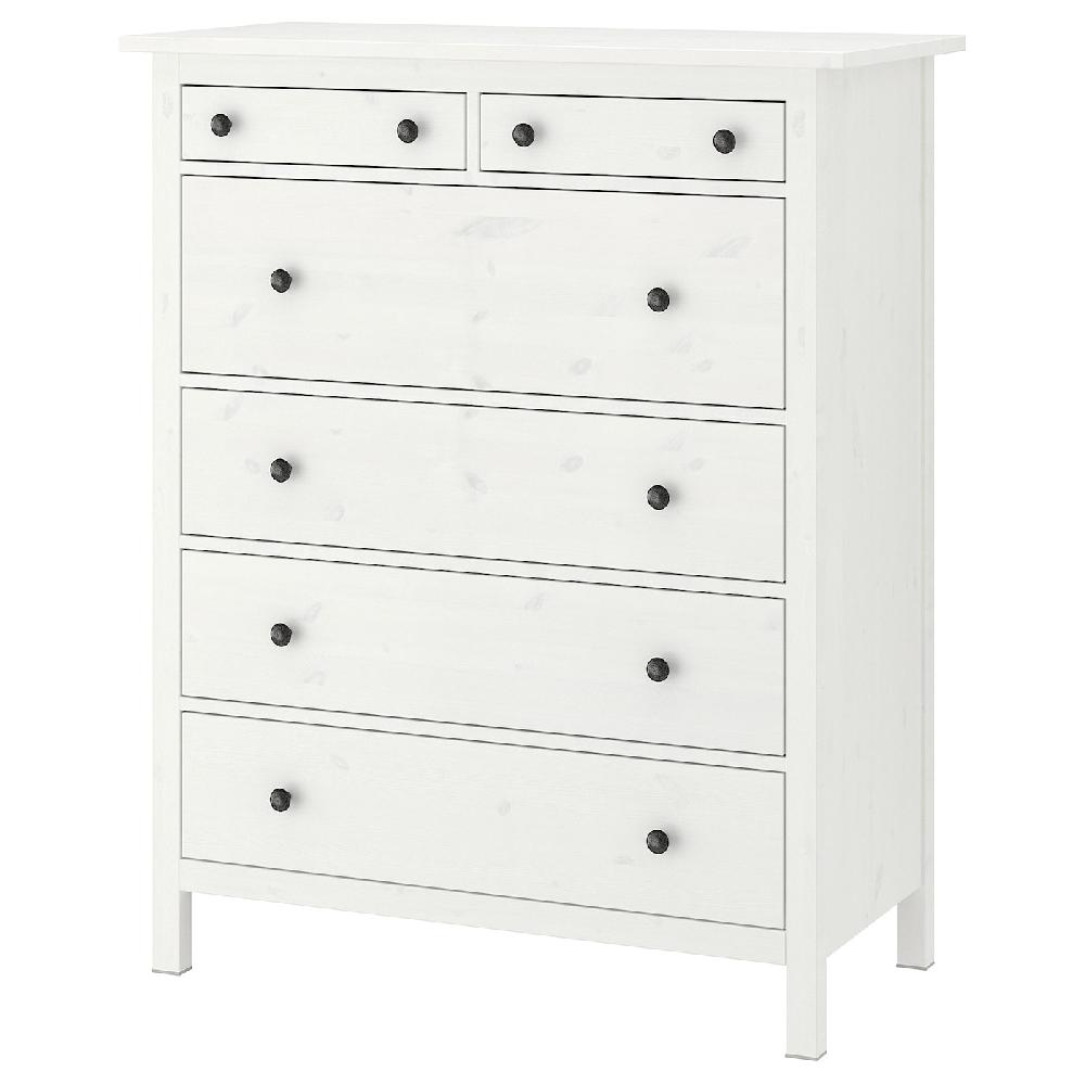 IKEA HEMNES Cómoda de 6 cajones tinte blanco 108x131 cm