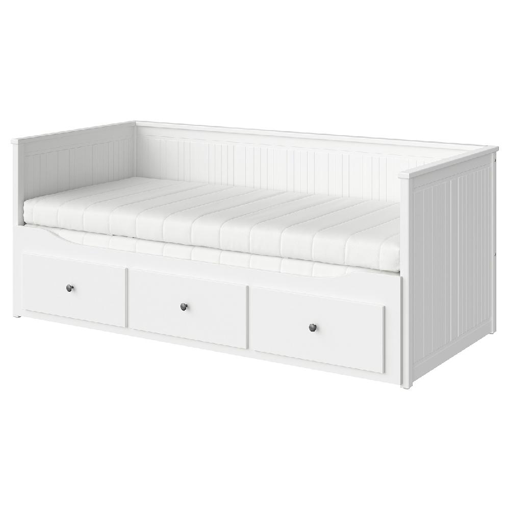IKEA HEMNES Diván con 3 cajones y 2 colchones blanco/Åfjäll firme 80x200 cm