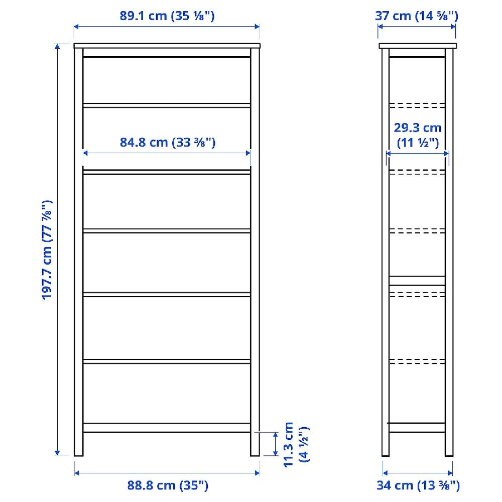 IKEA HEMNES Librería Tinte Blanco/marrón Claro 90x197 Cm