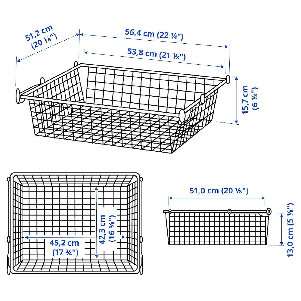IKEA HJÄLPA Cesto Rejilla&riel Extraible Blanco 60x55 Cm