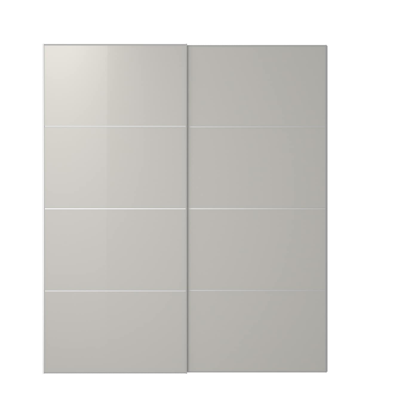 IKEA HOKKSUND 2 unidades puertas correderas alto brillo gris claro 200x236 cm