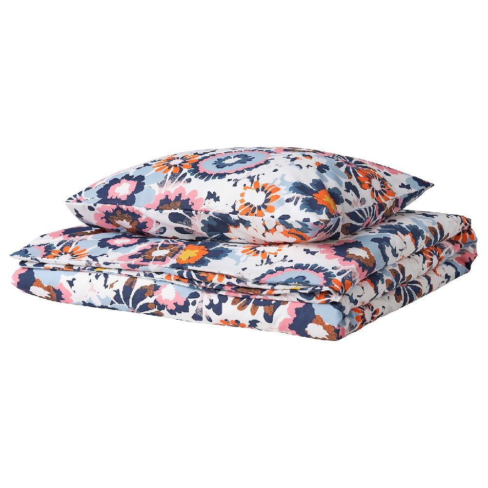IKEA HÖNSGULLÖRT Funda nórdica con funda de almohada motivo floral/multicolor 150x200/50x60 cm