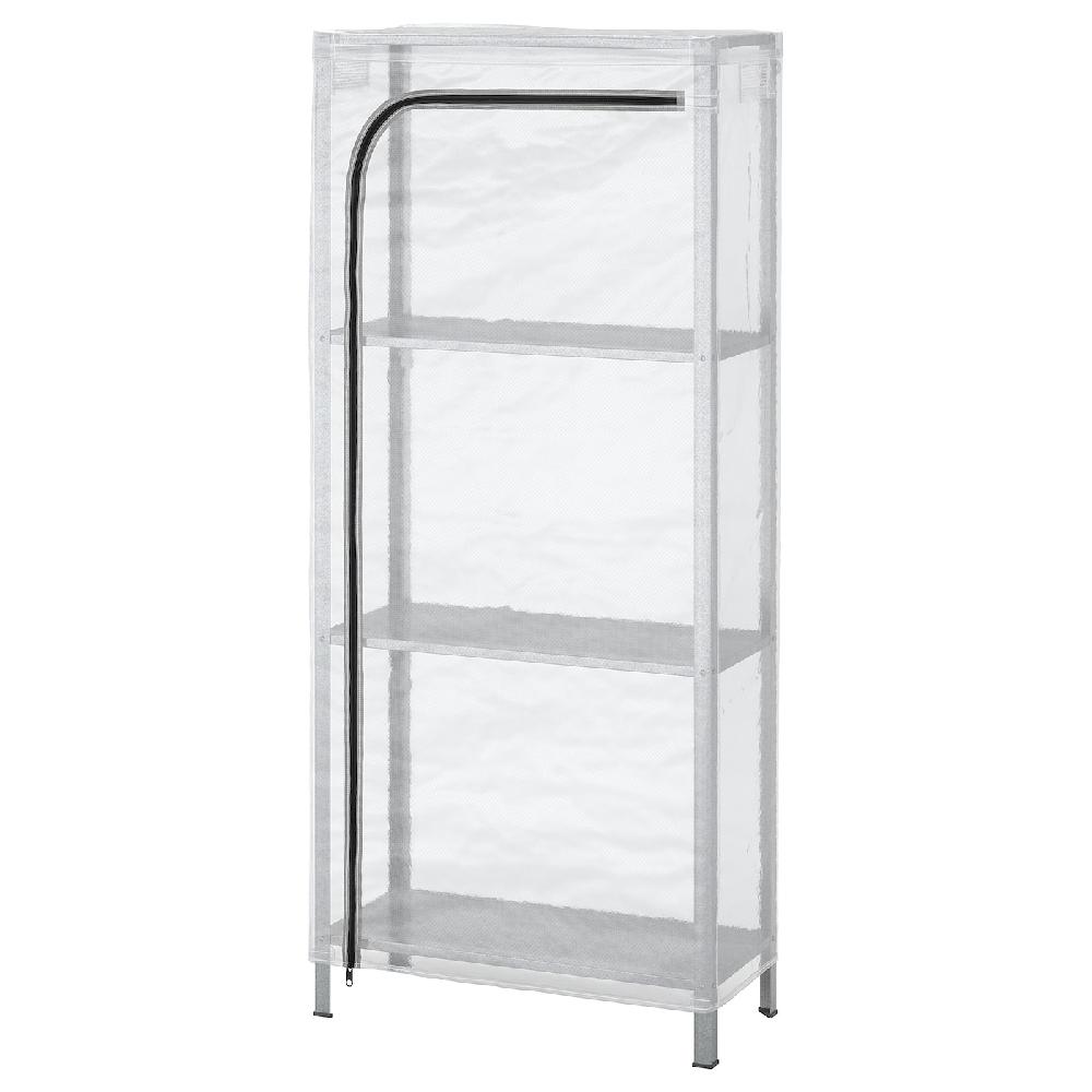IKEA HYLLIS Estantería con funda transparente 60x27x140 cm