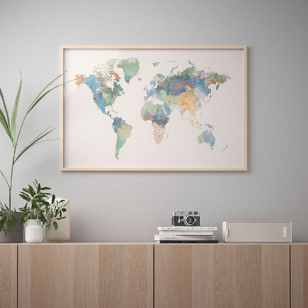 IKEA BILD Lámina Mundo De Color 91x61 Cm