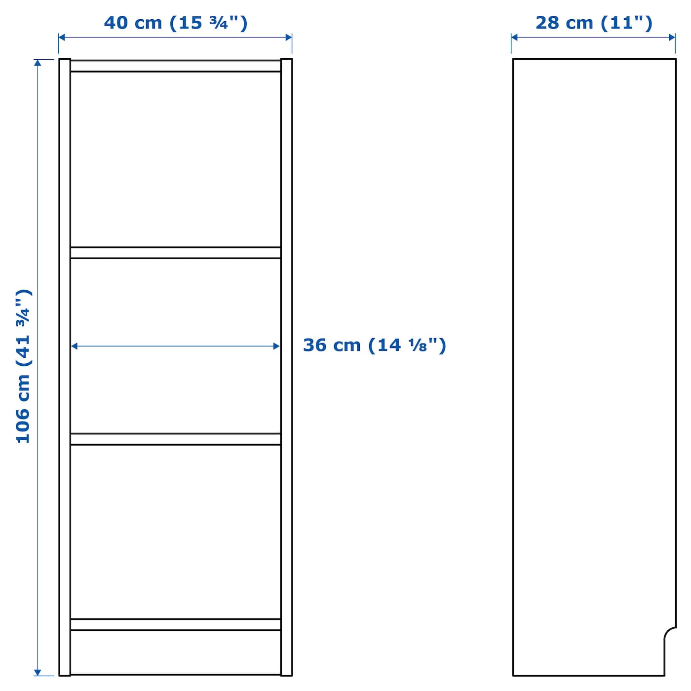 IKEA BILLY Librería Blanco 40x28x106 Cm