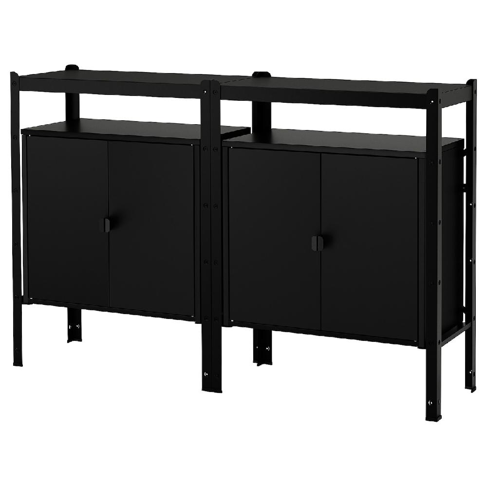 IKEA BROR Estante con armario negro 170x40x110 cm