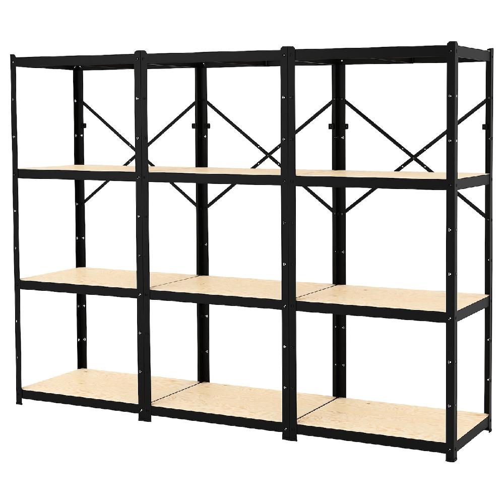 IKEA BROR Estantería negro/madera 254x55x190 cm