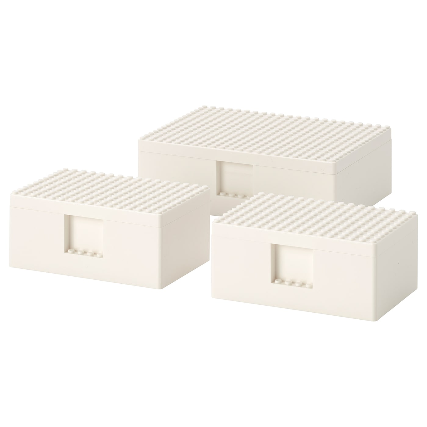 IKEA BYGGLEK Juego 3 cajas con tapa LEGO® blanco