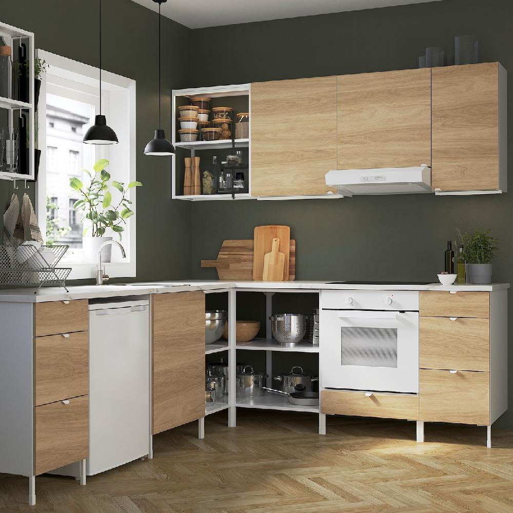 IKEA ENHET Cocina De Esquina Blanco/efecto Roble