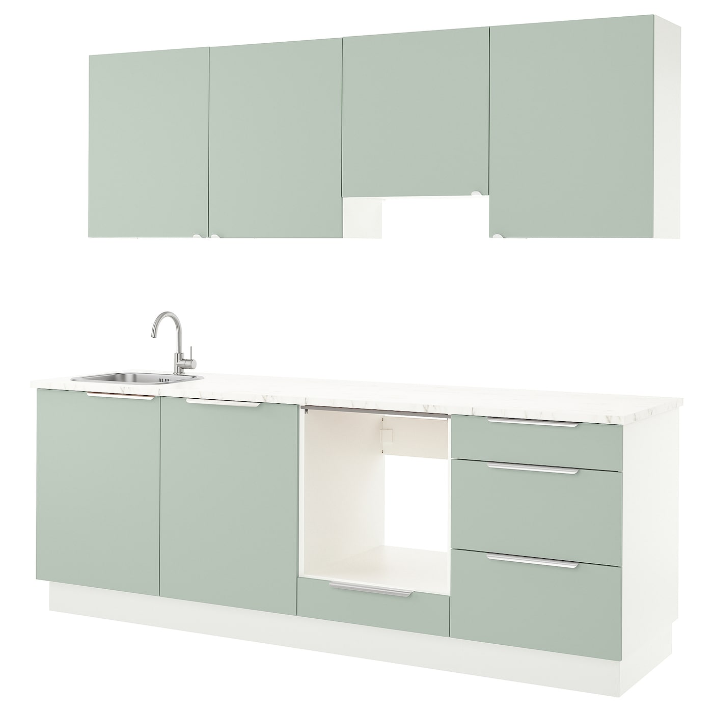 IKEA ENHET Cocina gris-verde claro 243x63.5x222 cm