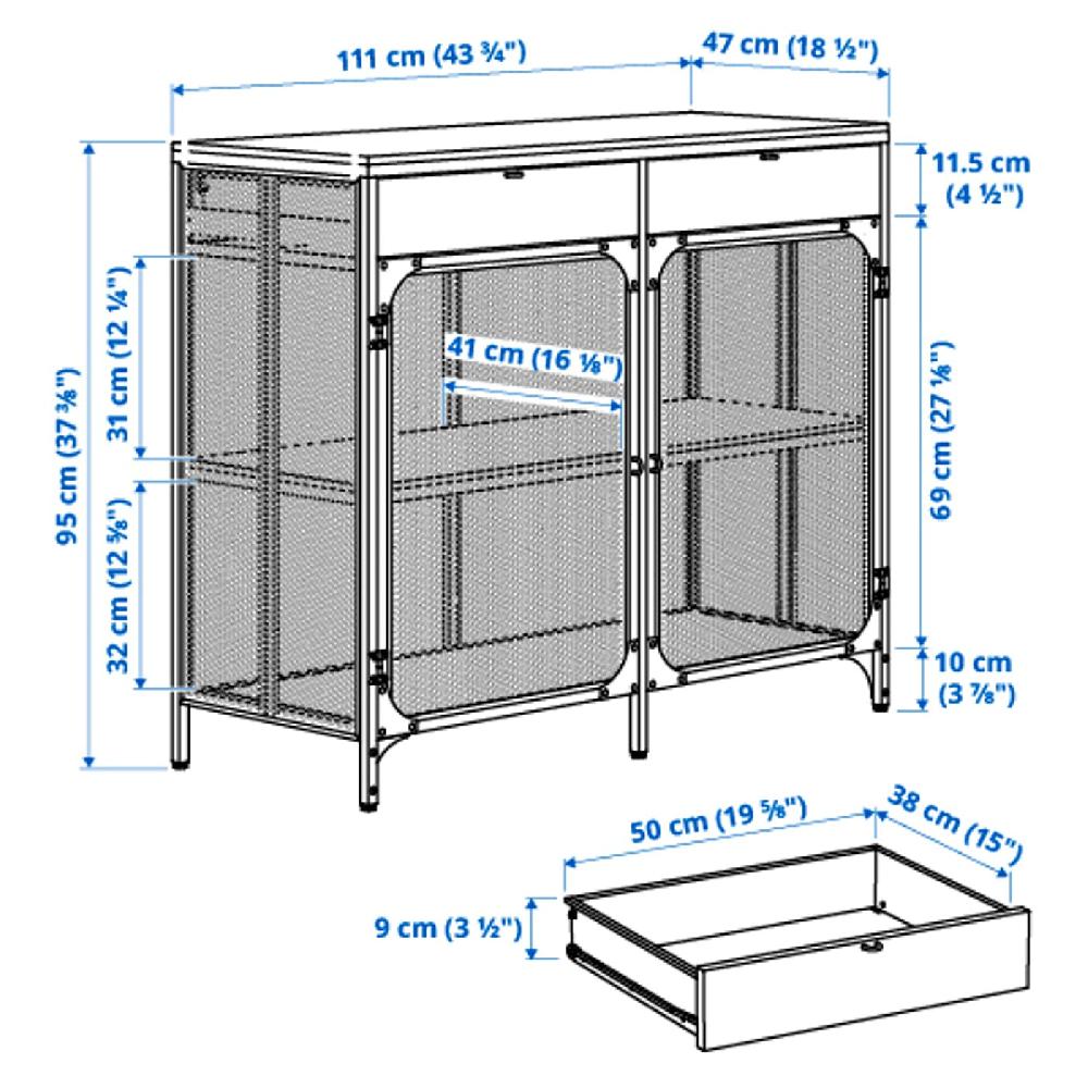 IKEA FJÄLLBO Aparador Negro 111x47x95 Cm