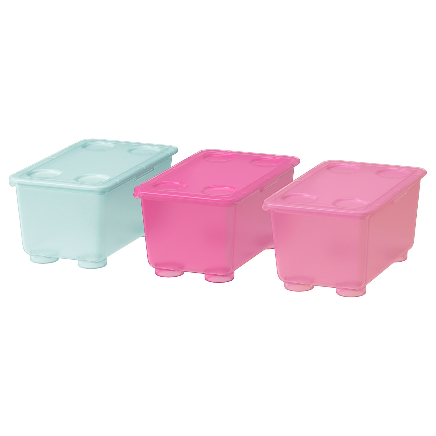 IKEA GLIS Caja con tapa rosa/turquesa 17x10 cm