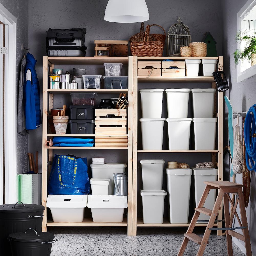 IKEA HÅLLBAR Cubo Con Tapa Gris Claro 22 L