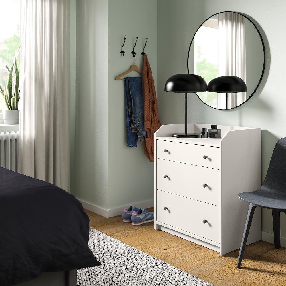 IKEA HAUGA Cómoda De 3 Cajones Blanco 70x84 Cm