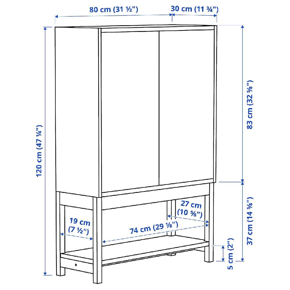 IKEA IVAR Estantería Con Armario Pino 80x30x120 Cm