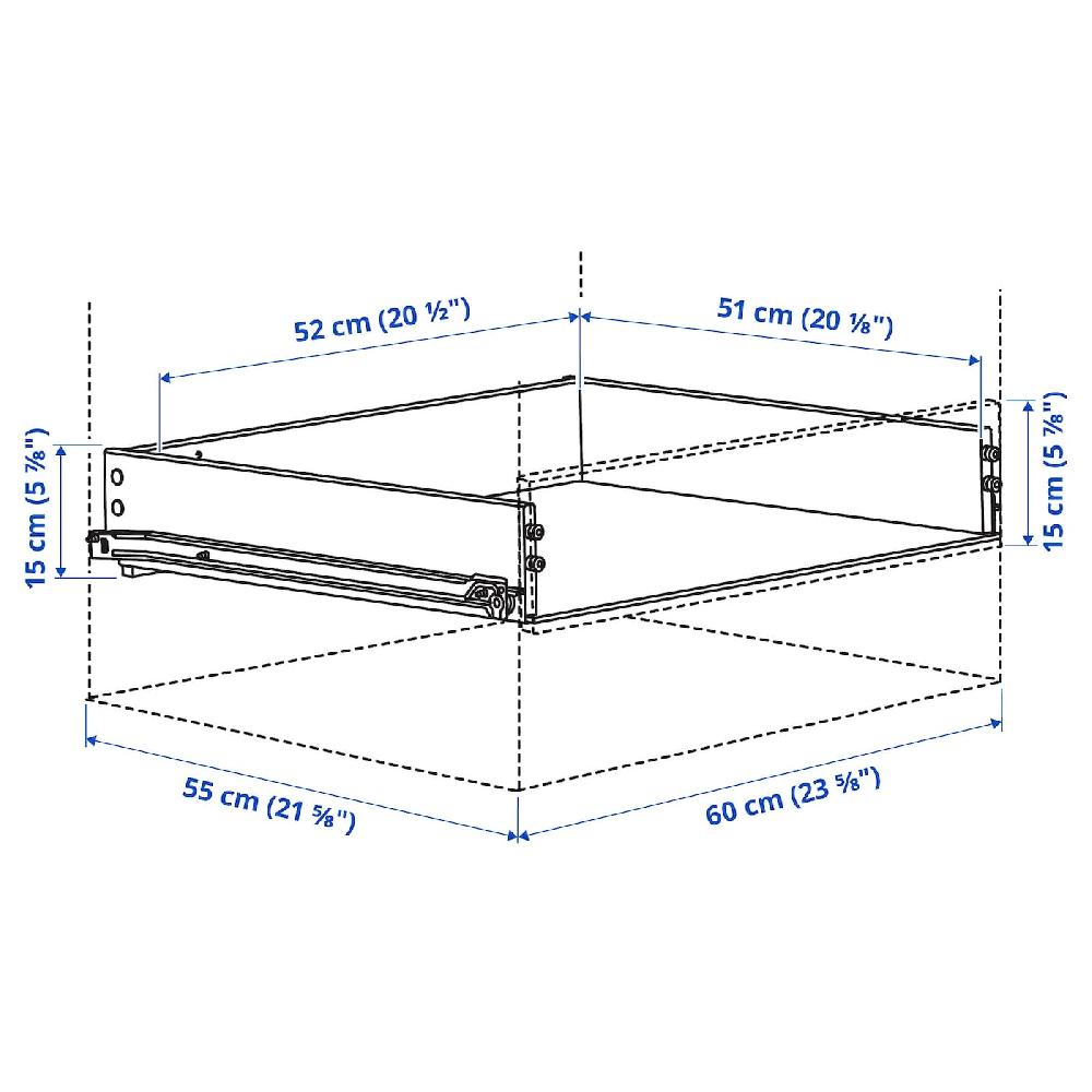 IKEA KONSTRUERA Cajón Sin Frente Blanco 15x60 Cm