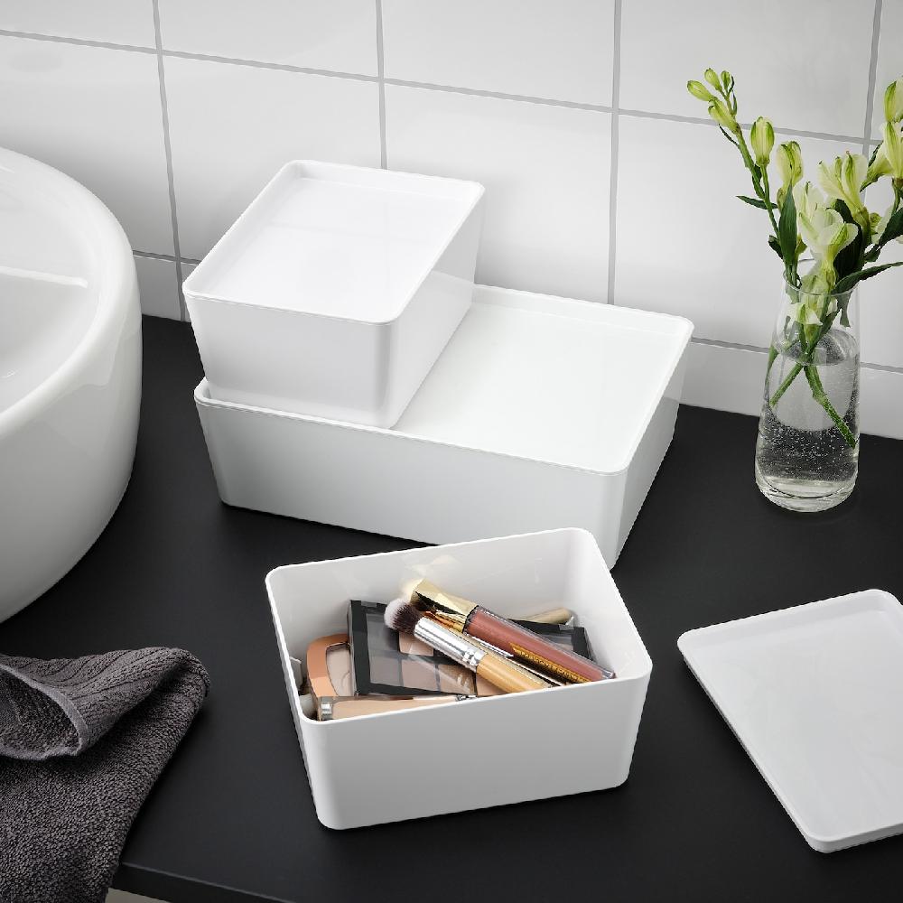 IKEA KUGGIS Caja Con Tapa Blanco 18x26x8 Cm