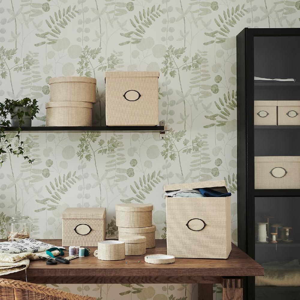 IKEA KVARNVIK Caja Con Tapa Beige 25x35x20 Cm