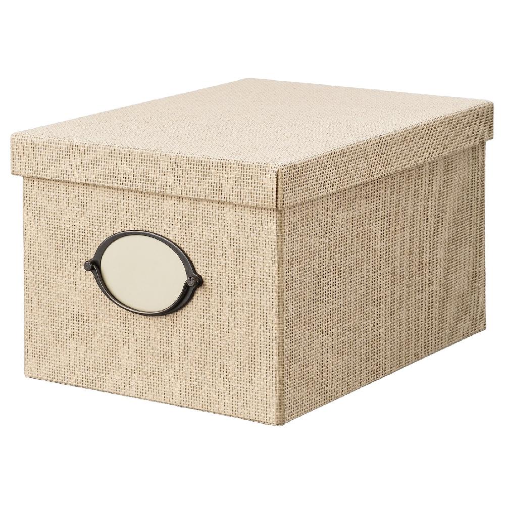 IKEA KVARNVIK Caja con tapa beige 25x35x20 cm