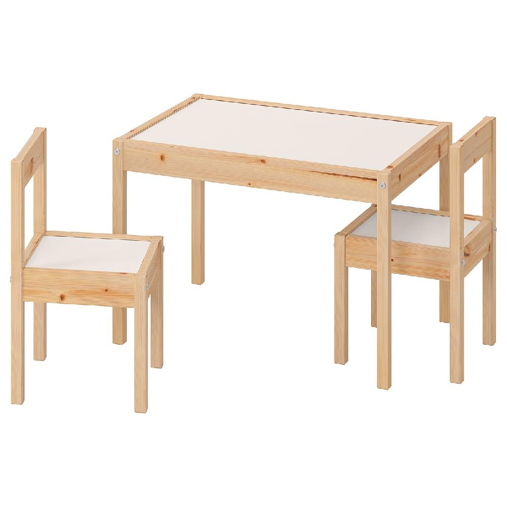 IKEA LÄTT Mesa para niños con 2 sillas blanco/pino