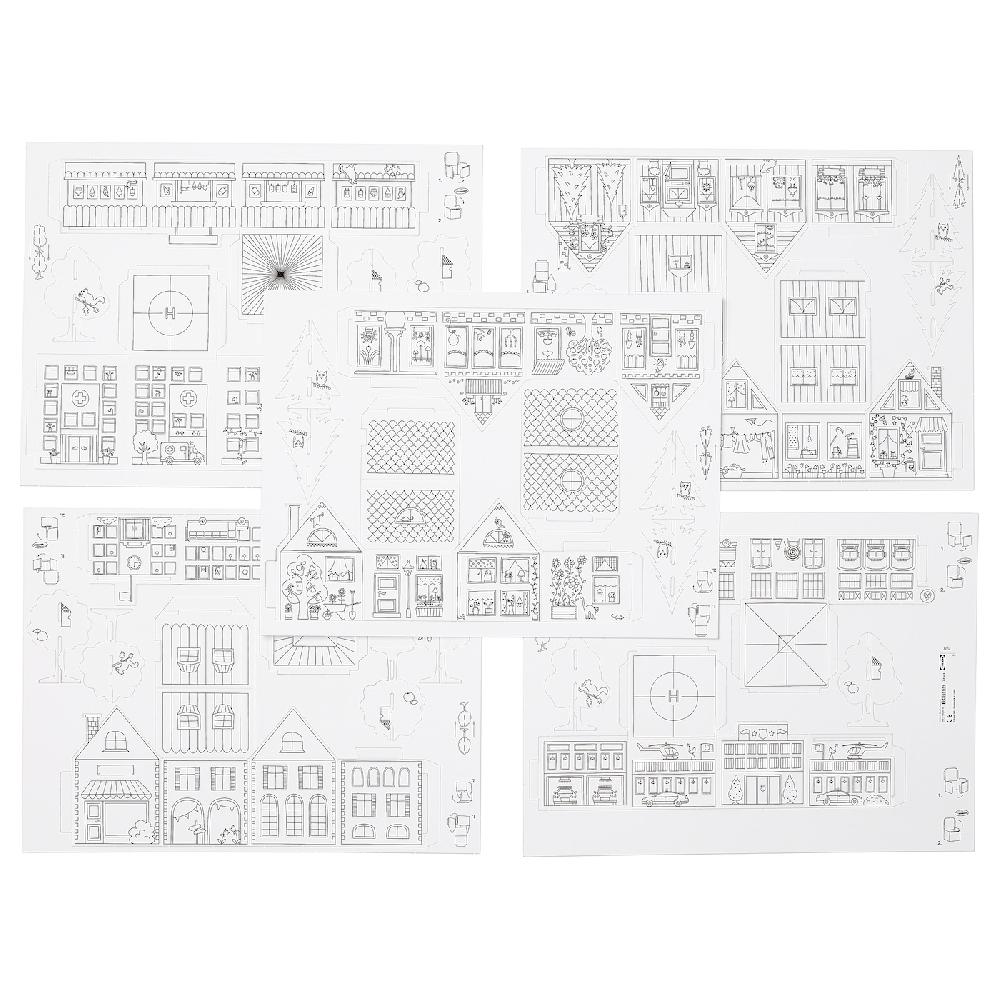 IKEA MÅLA Plantillas Ciudad Cartón 10 Piezas