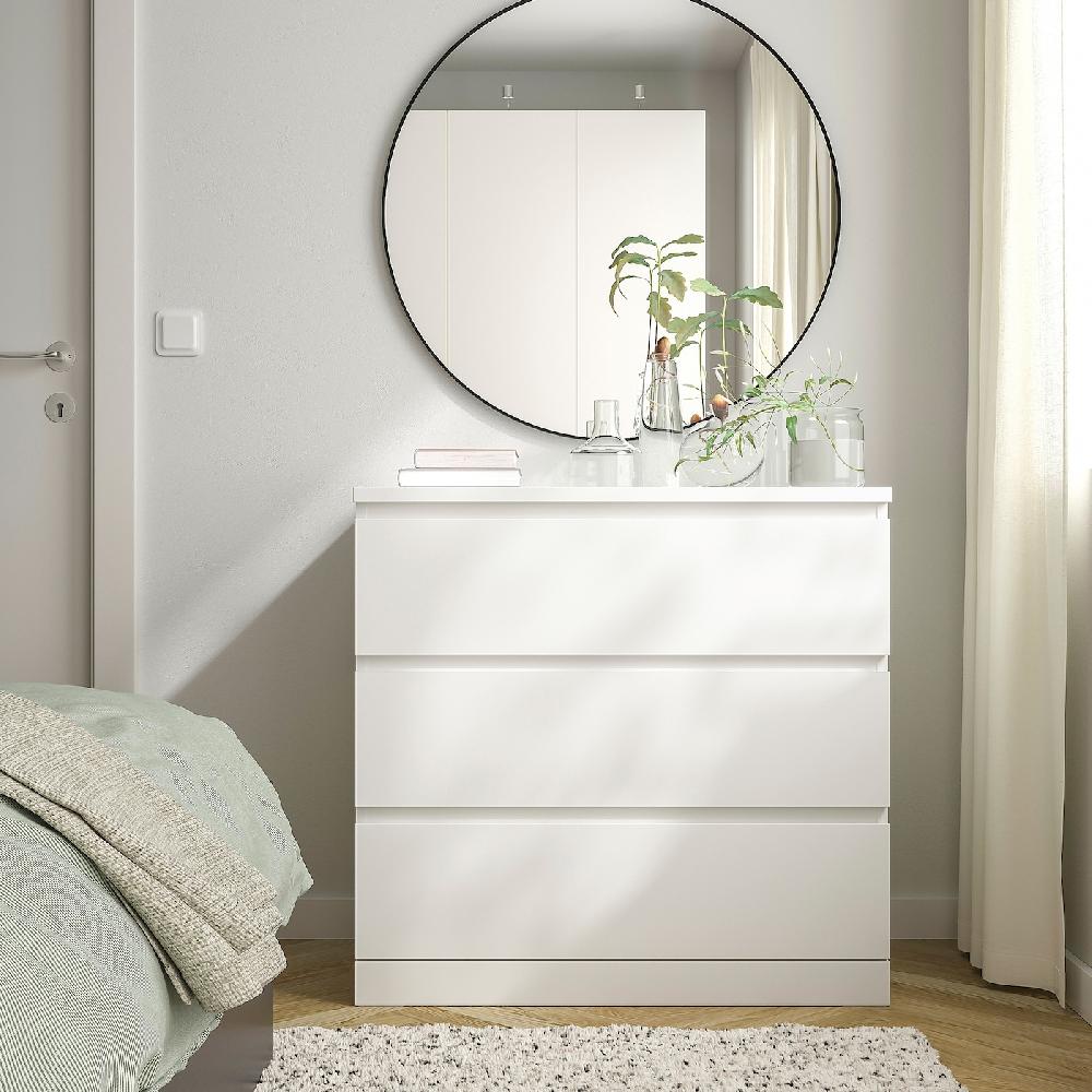 IKEA MALM Cómoda De 3 Cajones Blanco 80x78 Cm