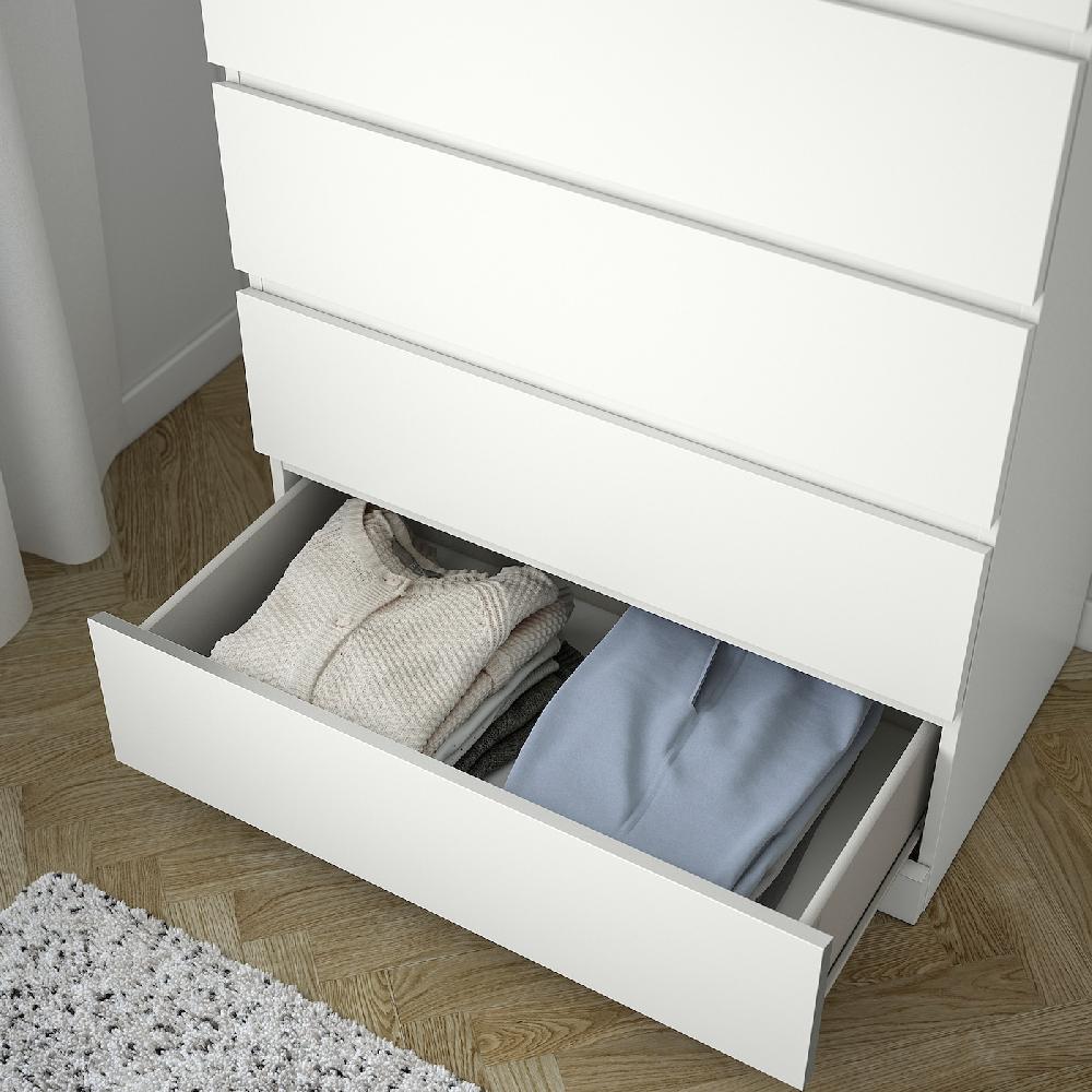 IKEA MALM Cómoda De 6 Cajones Blanco 80x123 Cm