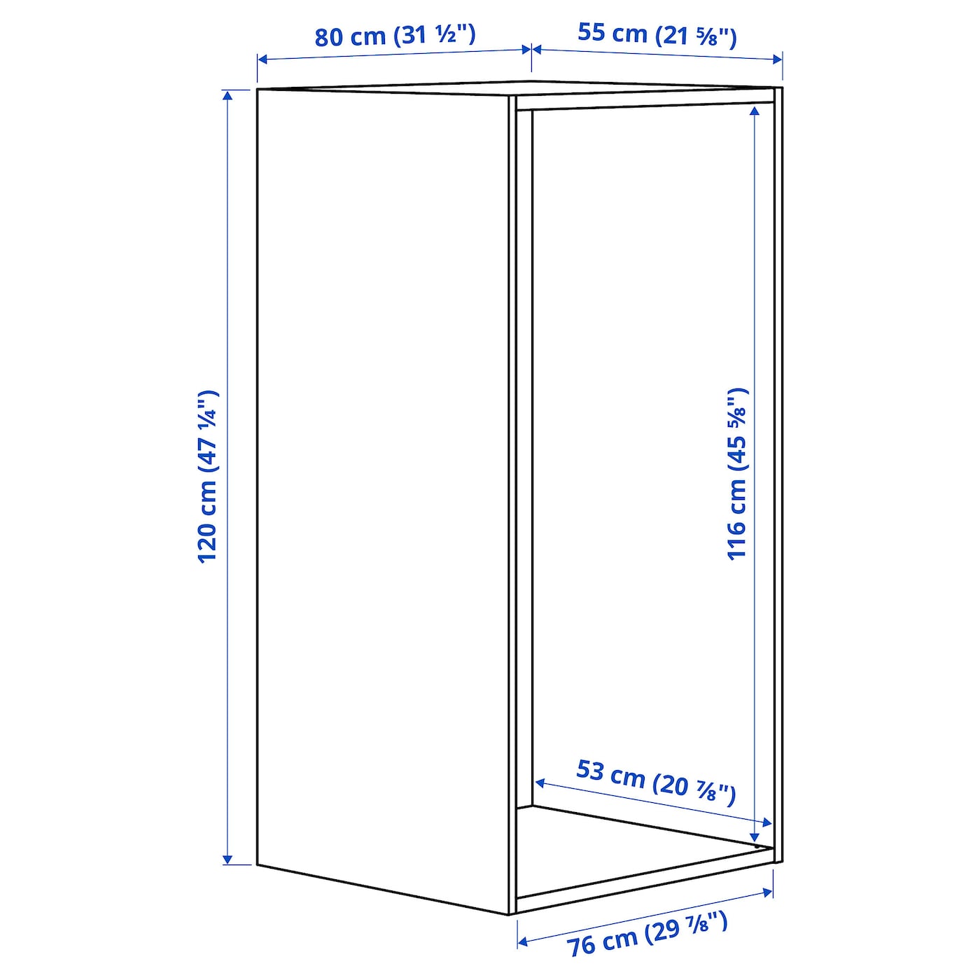 IKEA PLATSA Estructura Blanco 80x55x120 Cm
