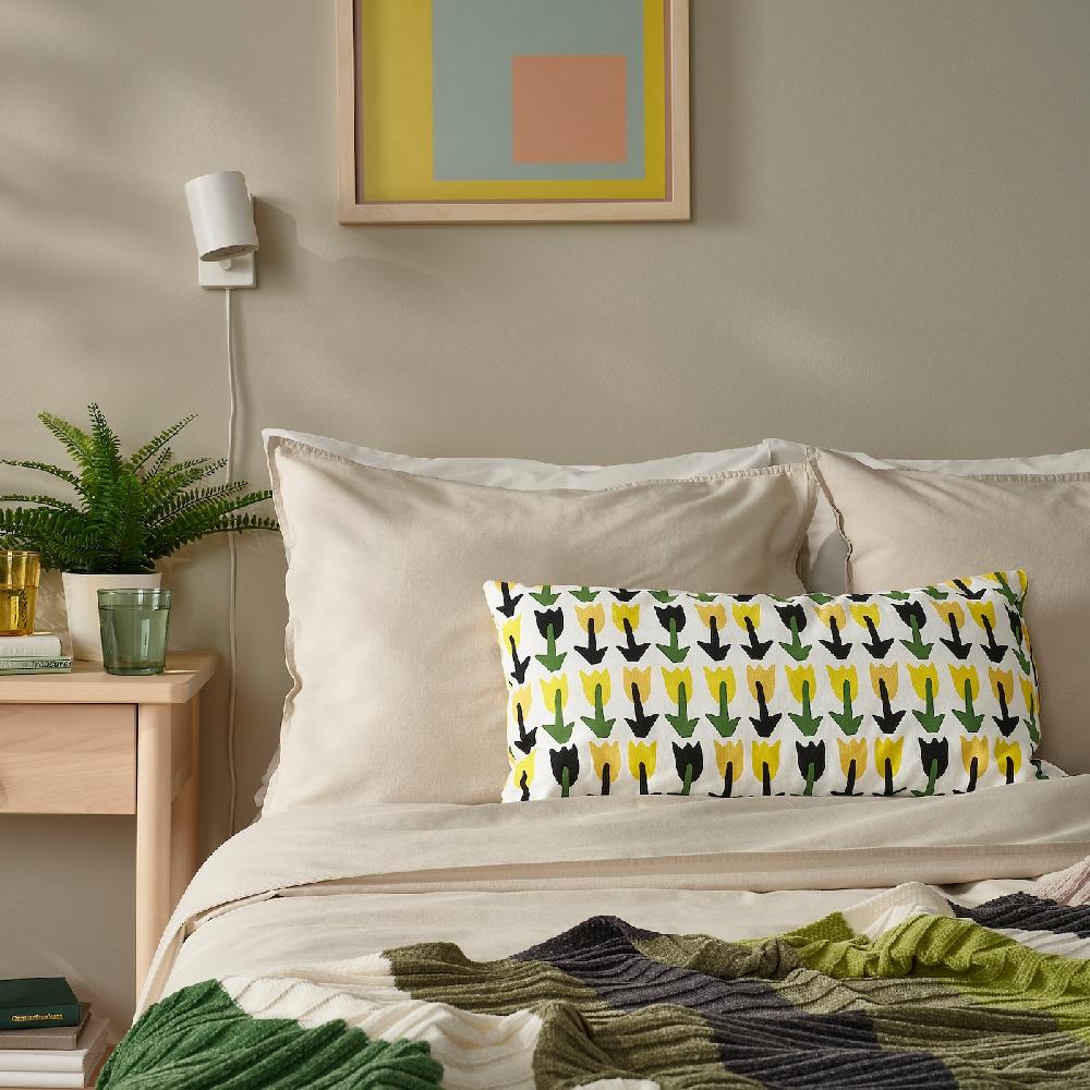 IKEA SANDMOTT Cojín Verde/amarillo 30x58 Cm